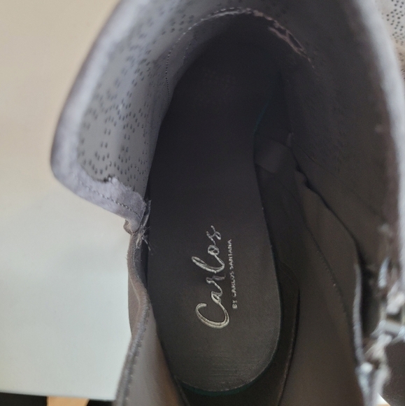 Carlos by Carlos Santana Gray Perforated Faux Suede Holly Ankle Boots - Size 9 - Picture 9 of 12